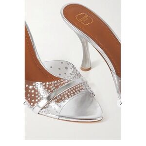 MALONE SOULIERS embellished clear PVC mirror silver Julia 90 heels 37.5 $1055